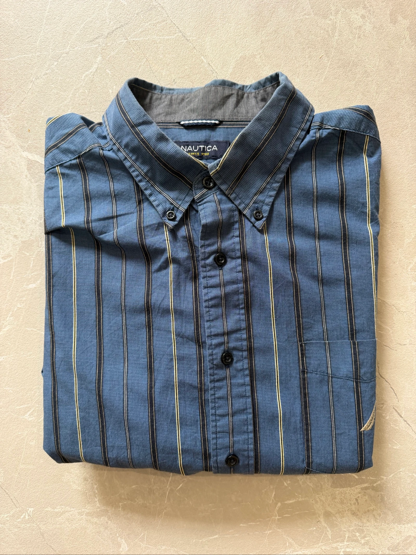 chemise nautica bleu rayée taille XL - très bon état